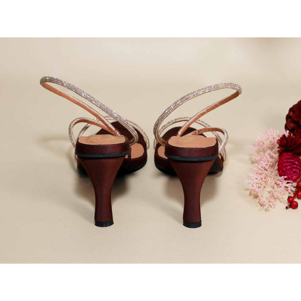 Sana K Luxurious Footwear Berry Rose Brown Pencil Heels