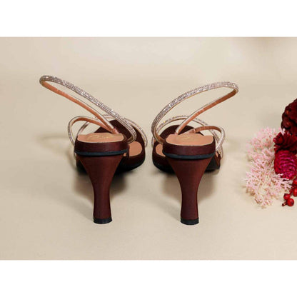 Sana K Luxurious Footwear Berry Rose Brown Pencil Heels