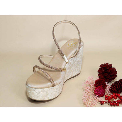 Sana K Luxurious Footwear Berry White Net Wedges