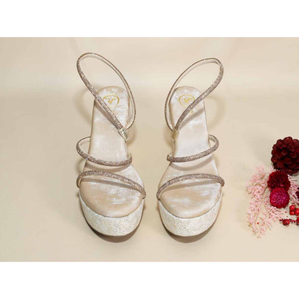 Sana K Luxurious Footwear Berry White Net Wedges