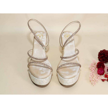 Sana K Luxurious Footwear Berry White Net Wedges