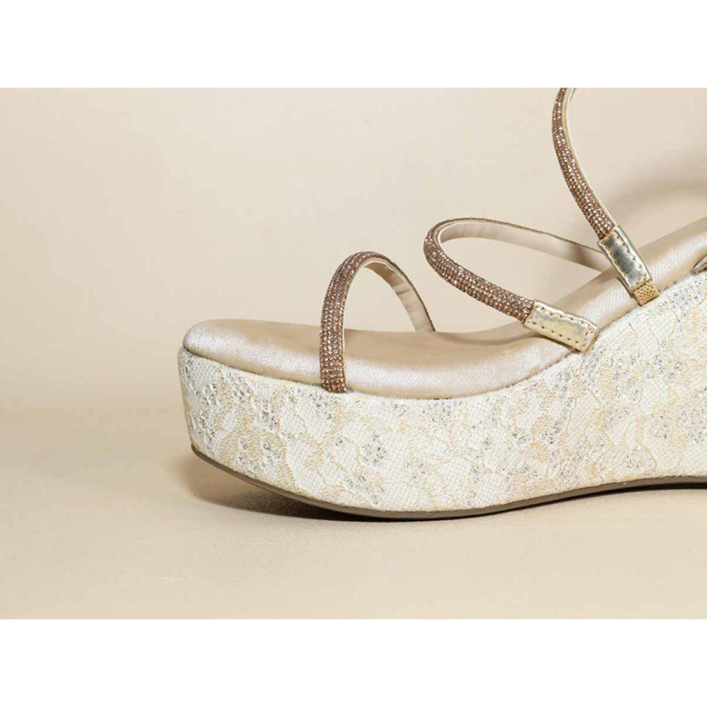Sana K Luxurious Footwear Berry White Net Wedges