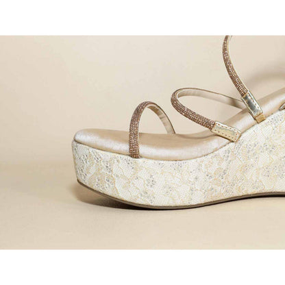 Sana K Luxurious Footwear Berry White Net Wedges