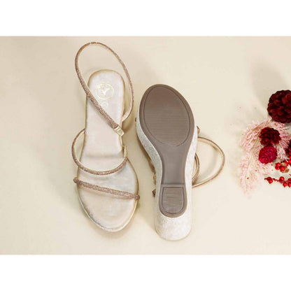 Sana K Luxurious Footwear Berry White Net Wedges
