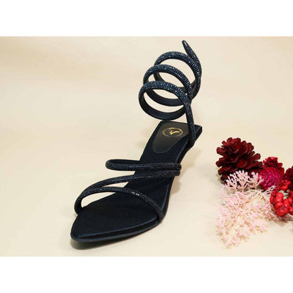 Sana K Luxurious Footwear Black Panther Kitten Heels