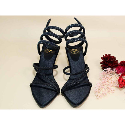 Sana K Luxurious Footwear Black Panther Kitten Heels