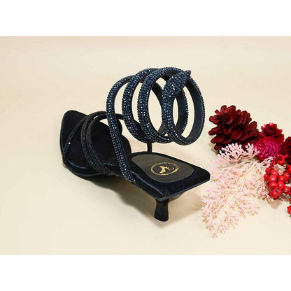 Sana K Luxurious Footwear Black Panther Kitten Heels