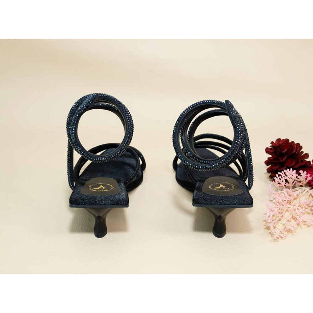 Sana K Luxurious Footwear Black Panther Kitten Heels