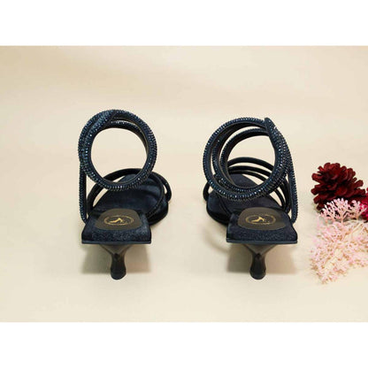 Sana K Luxurious Footwear Black Panther Kitten Heels