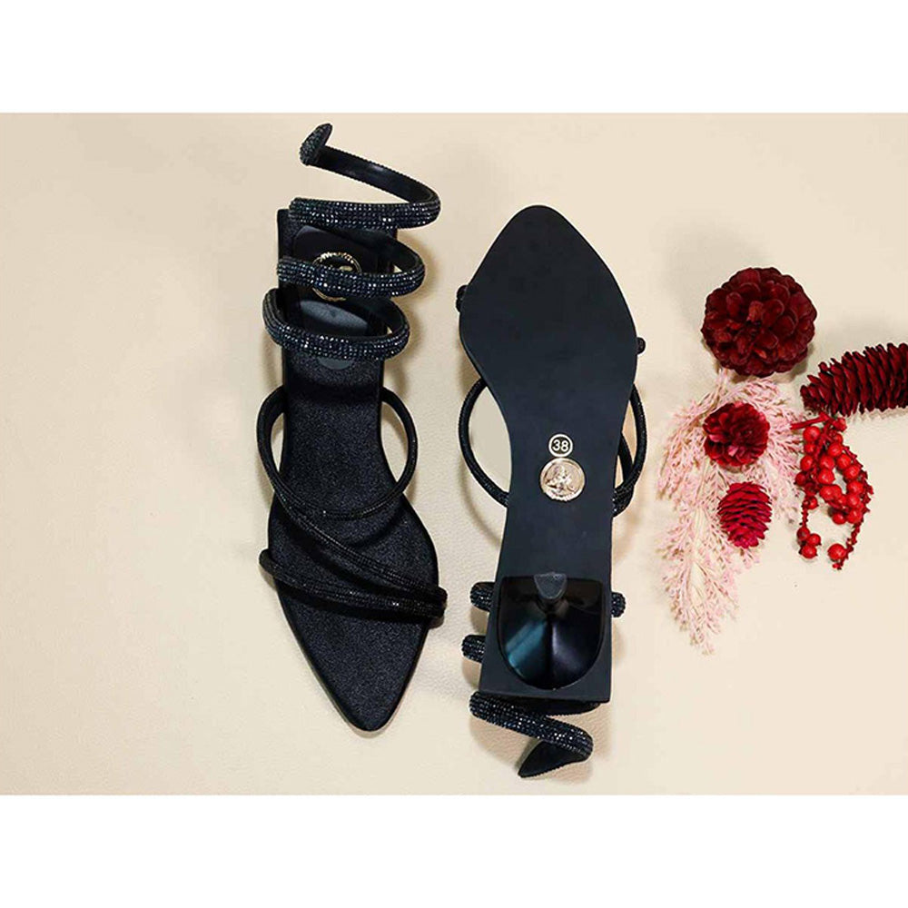 Sana K Luxurious Footwear Black Panther Kitten Heels