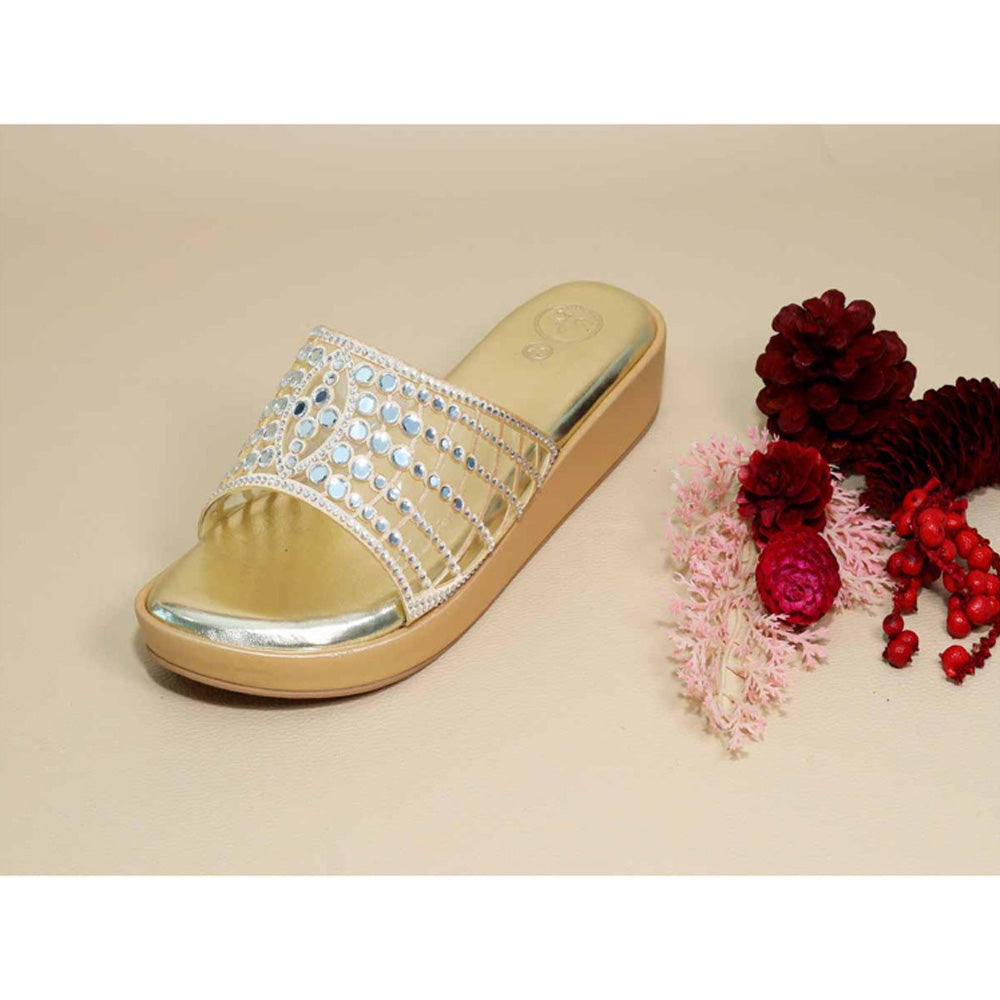 Sana K Luxurious Footwear Gold Mirror Wedges