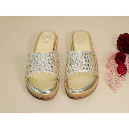Sana K Luxurious Footwear Gold Mirror Wedges
