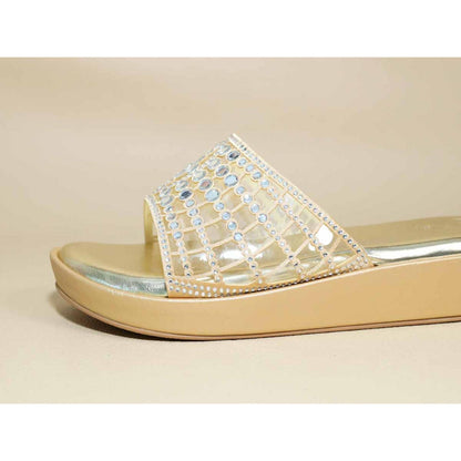 Sana K Luxurious Footwear Gold Mirror Wedges