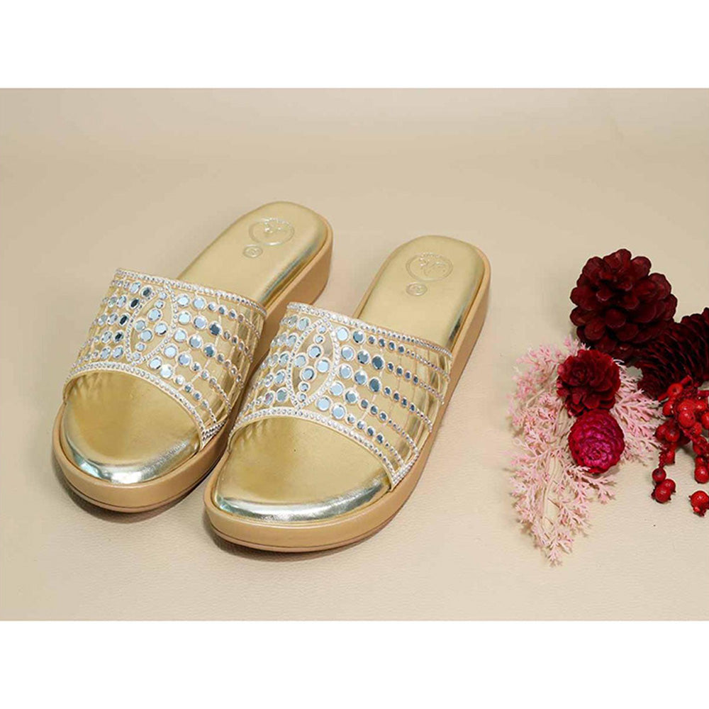 Sana K Luxurious Footwear Gold Mirror Wedges