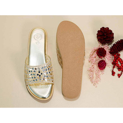 Sana K Luxurious Footwear Gold Mirror Wedges
