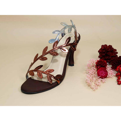 Sana K Luxurious Footwear Brown Leafy Heels