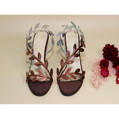 Sana K Luxurious Footwear Brown Leafy Heels