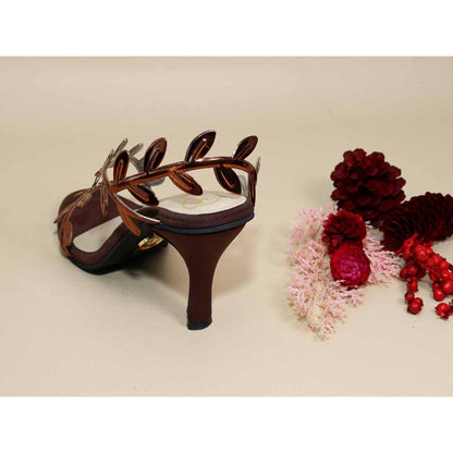 Sana K Luxurious Footwear Brown Leafy Heels
