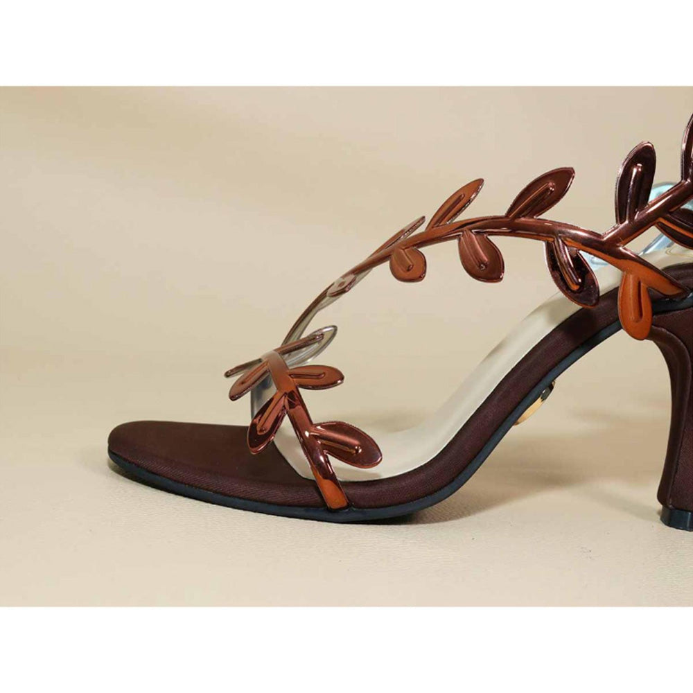 Sana K Luxurious Footwear Brown Leafy Heels