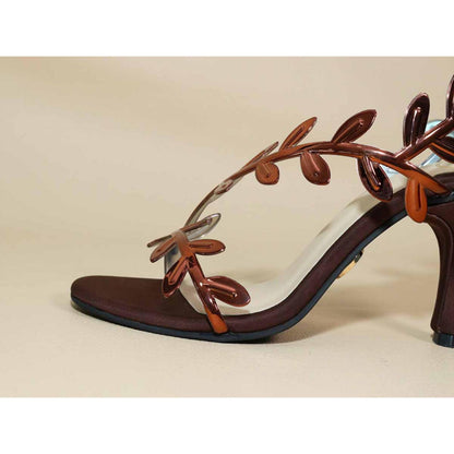 Sana K Luxurious Footwear Brown Leafy Heels