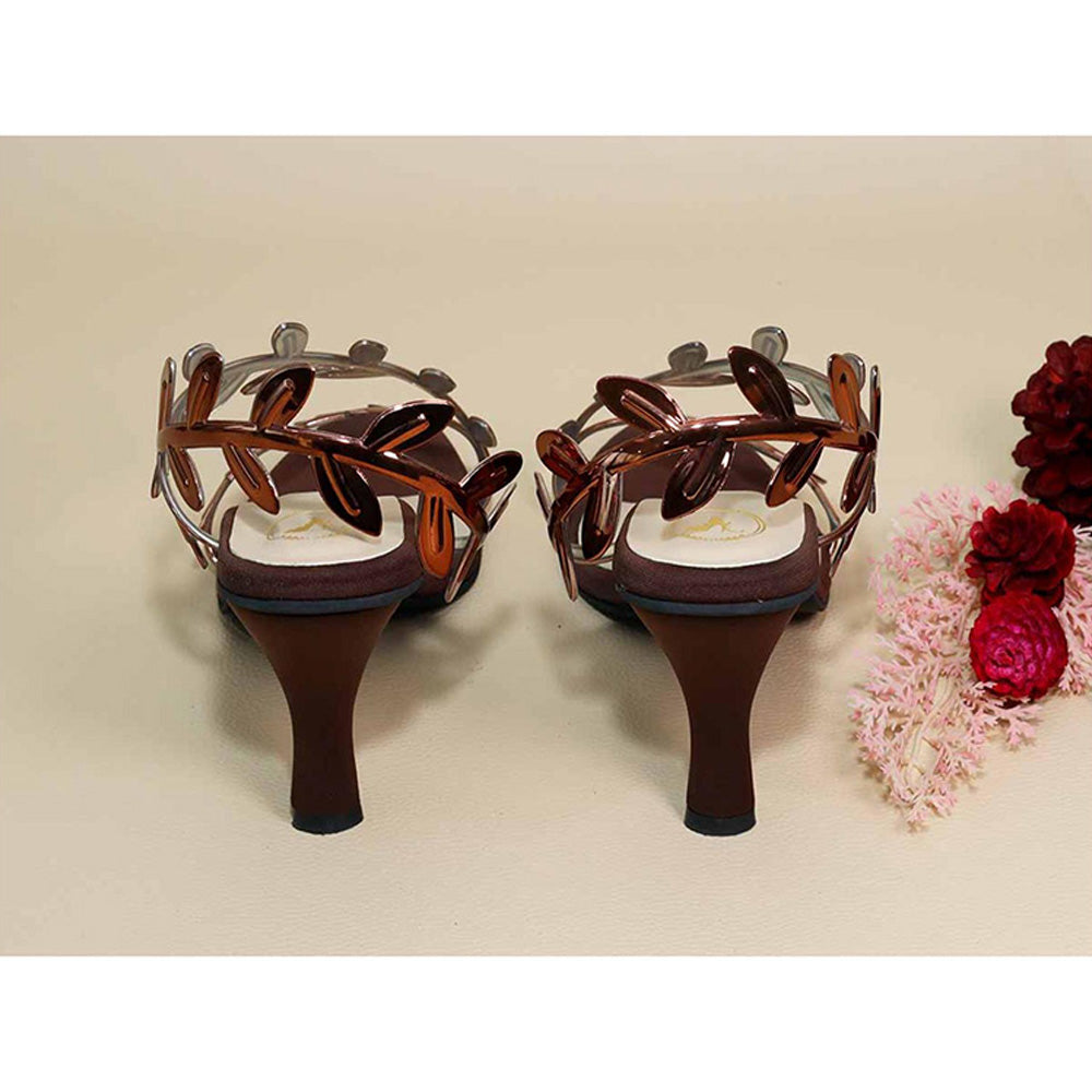 Sana K Luxurious Footwear Brown Leafy Heels