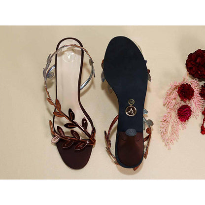 Sana K Luxurious Footwear Brown Leafy Heels