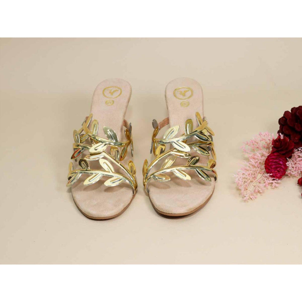 Sana K Luxurious Footwear Gold Leafy Half Wedges