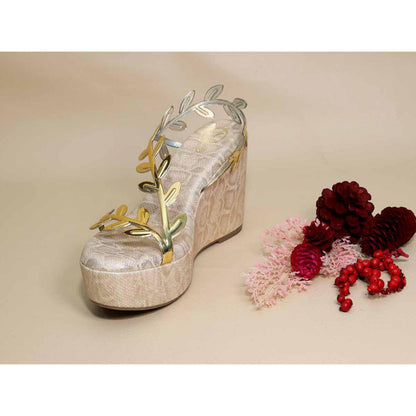 Sana K Luxurious Footwear Gold Leafy Leopard Wedges