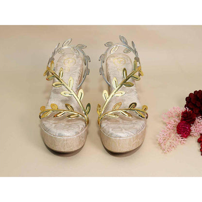 Sana K Luxurious Footwear Gold Leafy Leopard Wedges