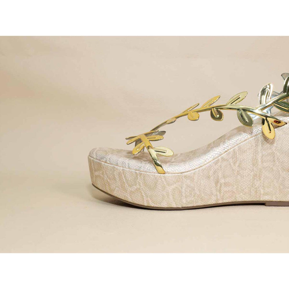 Sana K Luxurious Footwear Gold Leafy Leopard Wedges