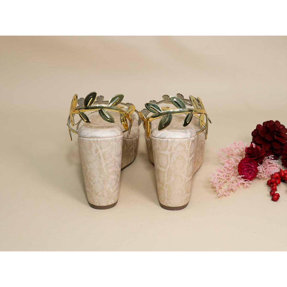 Sana K Luxurious Footwear Gold Leafy Leopard Wedges