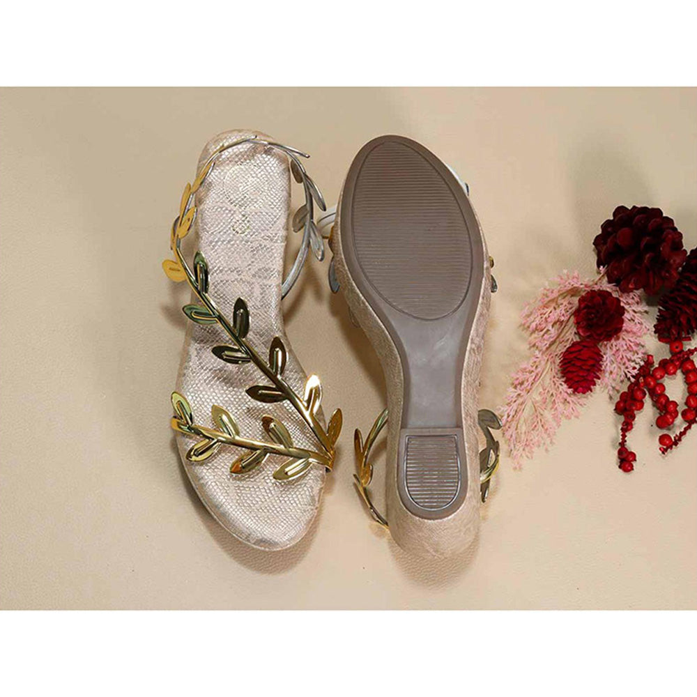 Sana K Luxurious Footwear Gold Leafy Leopard Wedges