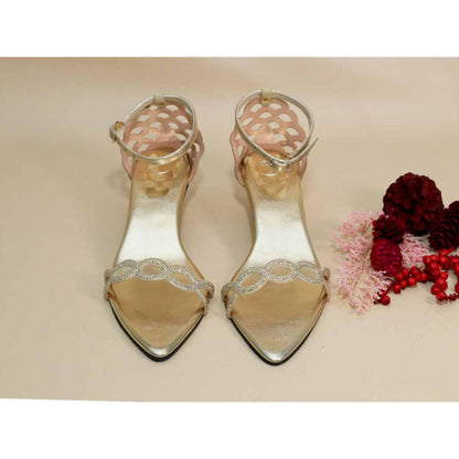 Sana K Luxurious Footwear Gold Scallop Kitten Heels