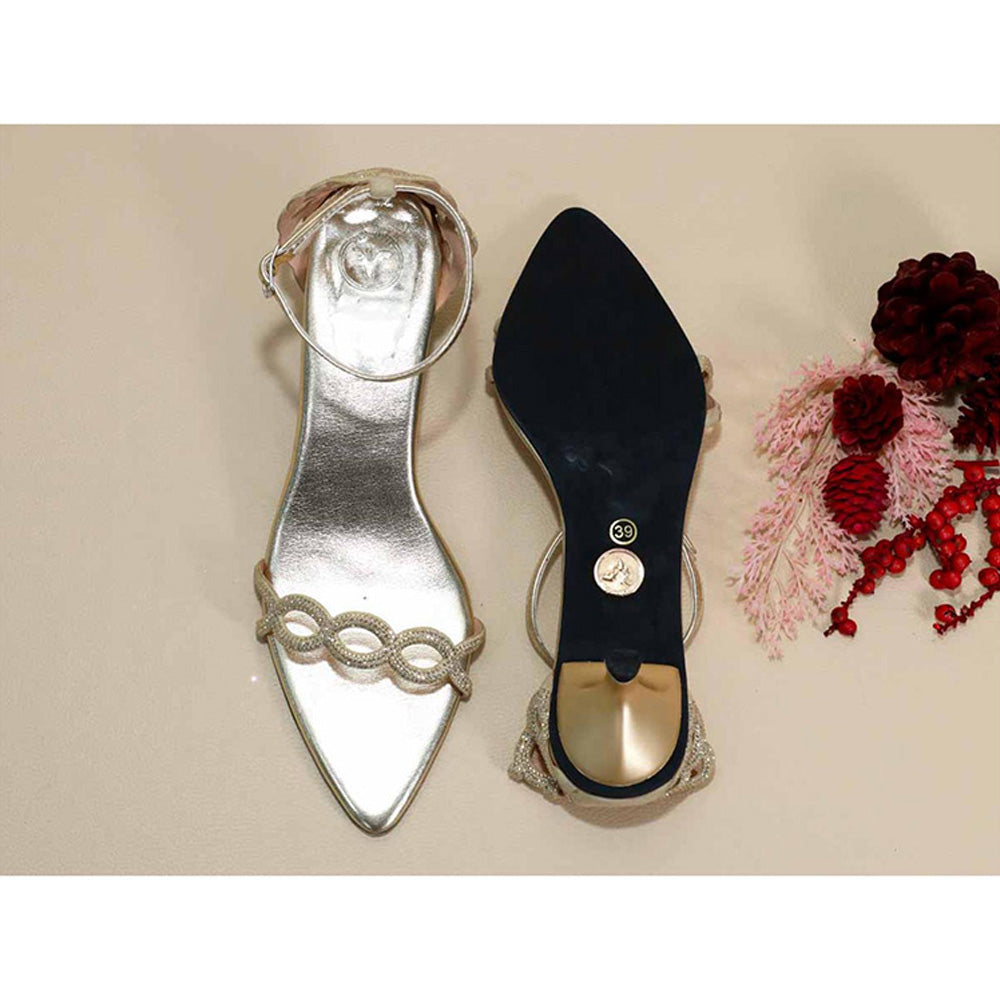 Sana K Luxurious Footwear Gold Scallop Kitten Heels