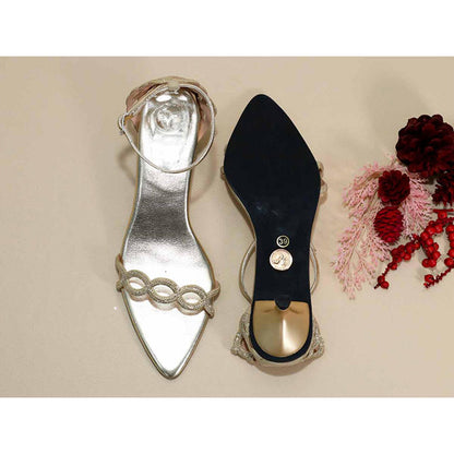Sana K Luxurious Footwear Gold Scallop Kitten Heels