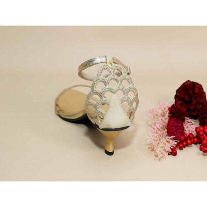 Sana K Luxurious Footwear Gold Scallop Kitten Heels