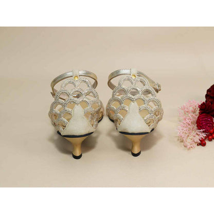 Sana K Luxurious Footwear Gold Scallop Kitten Heels