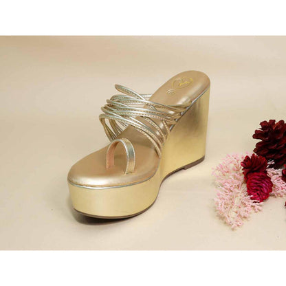 Sana K Luxurious Footwear Gold String Wedges