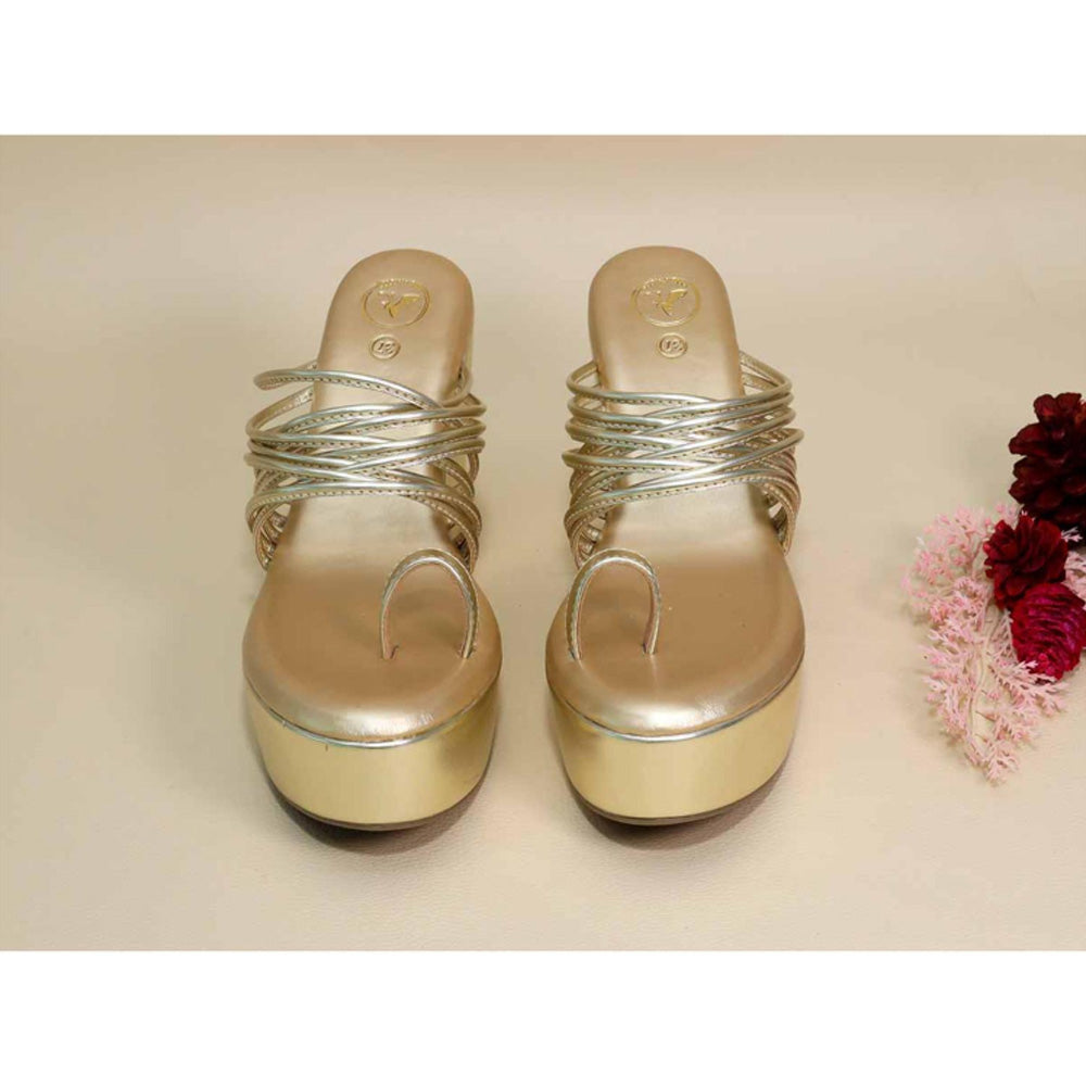 Sana K Luxurious Footwear Gold String Wedges