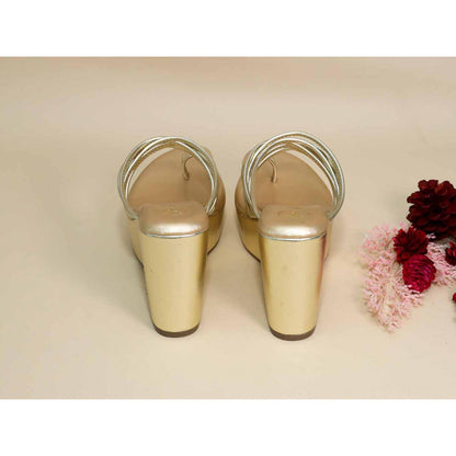 Sana K Luxurious Footwear Gold String Wedges