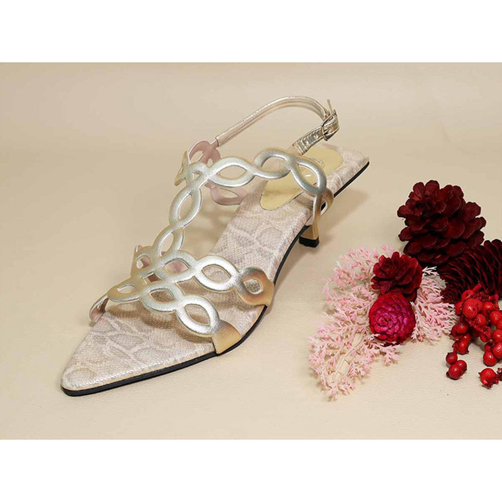 Sana K Luxurious Footwear Infinity Gold Kitten Heels