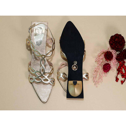 Sana K Luxurious Footwear Infinity Gold Kitten Heels