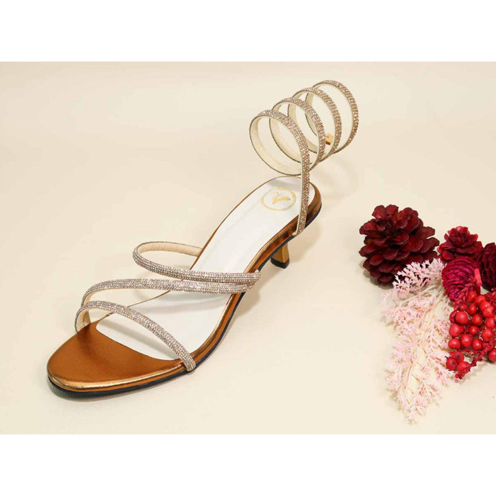 Sana K Luxurious Footwear Junk Gold Spring Kitten Heels