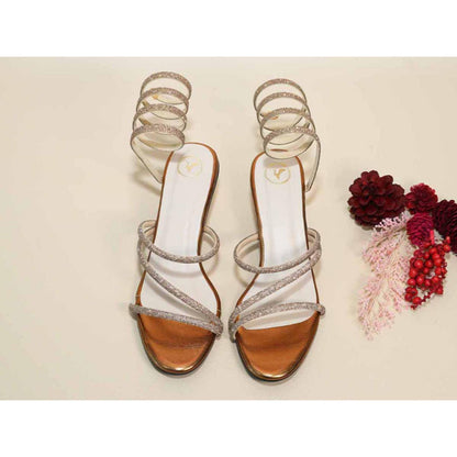 Sana K Luxurious Footwear Junk Gold Spring Kitten Heels