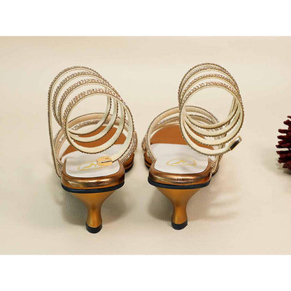 Sana K Luxurious Footwear Junk Gold Spring Kitten Heels