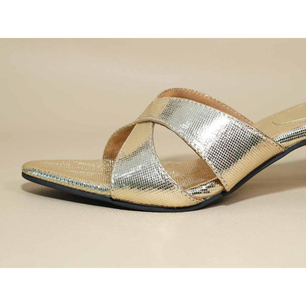 Sana K Luxurious Footwear New Gold X Kitten Heels