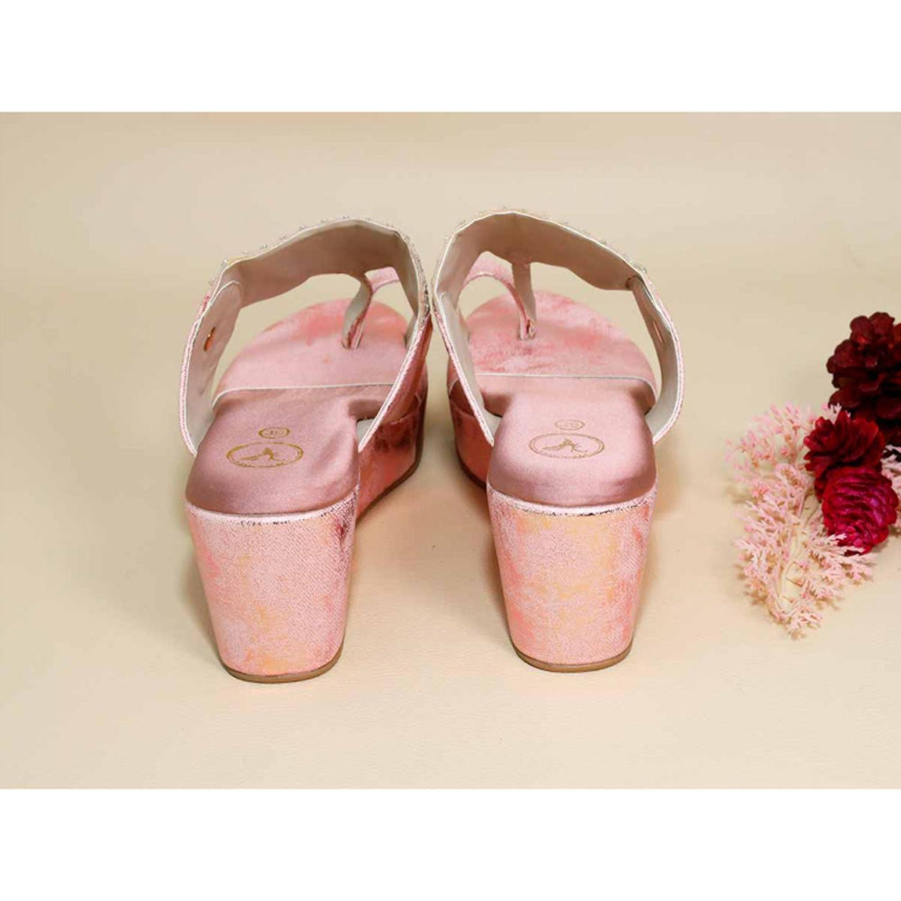Sana K Luxurious Footwear Pink Kolhapuri Wedges