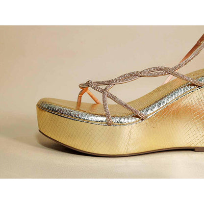 Sana K Luxurious Footwear Renne Gold Wedges