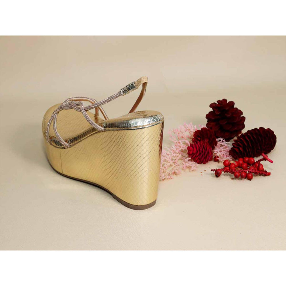 Sana K Luxurious Footwear Renne Gold Wedges