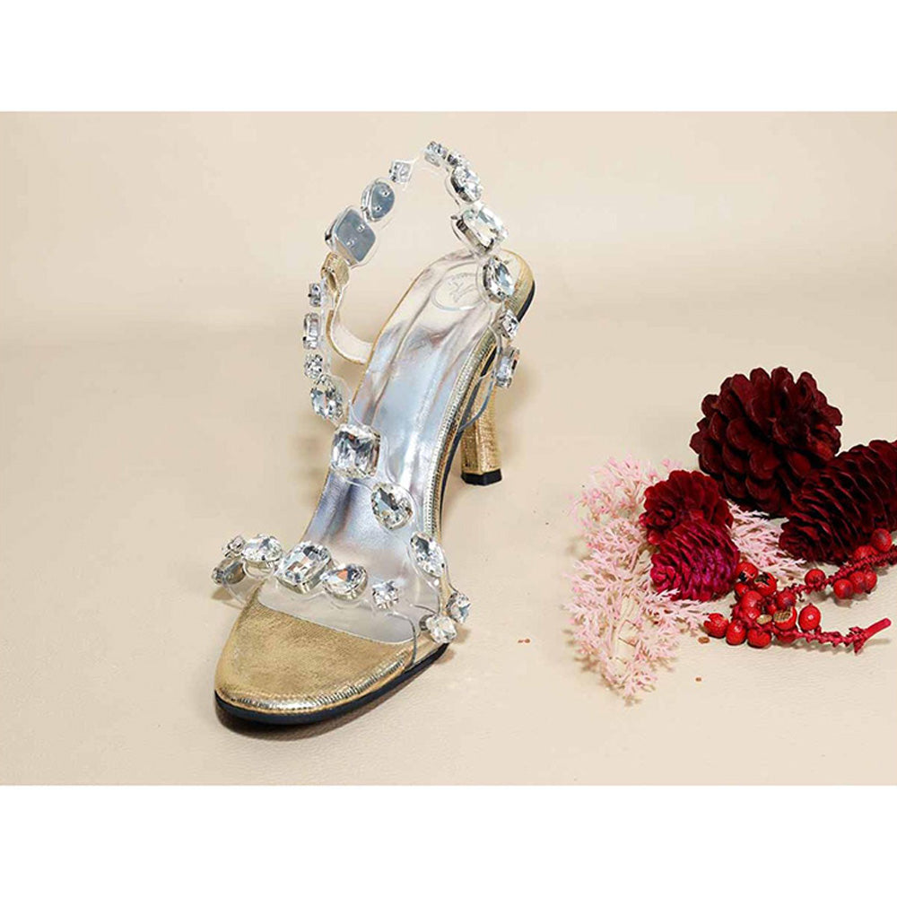 Sana K Luxurious Footwear Silver Chunky Rocks Pencil Heels